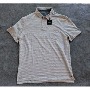 The Normal Brand Shirt Men 's XL  Active Polo Short Sleeve Beige Stripe  NWT
